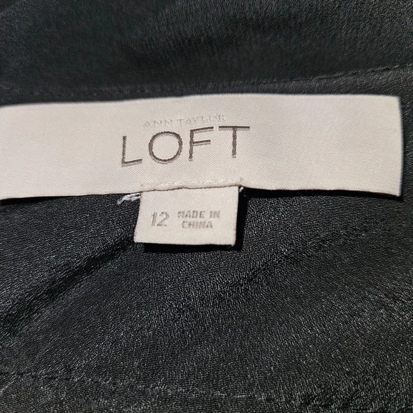 LOFT Womens Black Tiered Ruffle Dress Size 12 Sleeveless Holiday Cocktail LBD - Picture 5 of 6